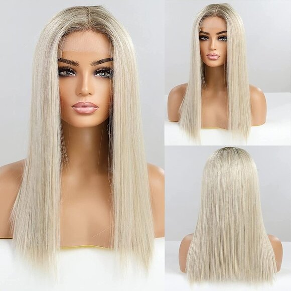 Ombre Platinum Blonde Wigs - Picture 5 of 6